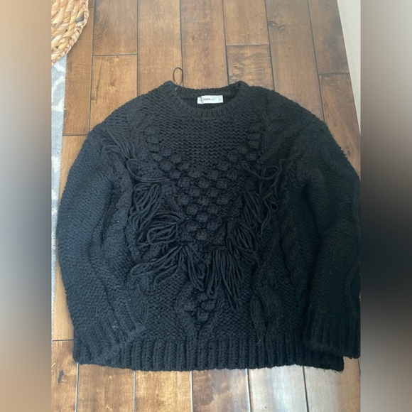 Zara Chunky Size Small Black Oversized Knit Sweater - Picture 3 of 9